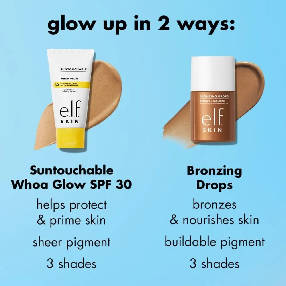 E.l.f. Pure Gold Liquid Skin Bronzing Drops For Face & Skin Create Glow